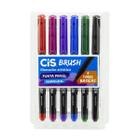 Caneta Brush Pen Pincel 6 Cores Básicas Aquarelável Cis
