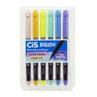 Caneta Brush Pen Pincel 6 Cores Pastel Aquarelável Cis