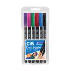 Caneta Brush Pen Pincel Dual Aquarelável Cis 6 Cores Normais