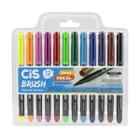 Caneta Cis Brush Pen Aquarelável 12 Cores