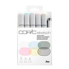 Caneta Copic Sketch 5 Cores Basicas + Multiliner Ponta Dupla