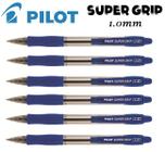 Caneta Esferográfica Azul Pilot Super Grip 1.0 Kit com 6