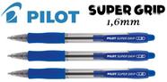Caneta Esferográfica Azul Pilot Super Grip 1.6 Kit com 3