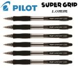 Caneta Esferográfica Preta Pilot Super Grip 1.0 Kit com 6