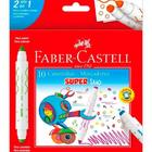 Caneta hidrográfica 10 cores Super Duo carimbo Faber Castell - Faber-Castell