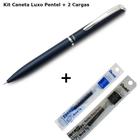 Caneta luxo corpo azul pentel azul + 2 cargas