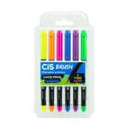 Caneta Pincel Brush Pen - 6 Cores Neon Aquareláveis (Marcador Artístico)