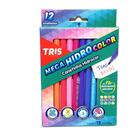 Caneta tris mega hidrocolor tris 12 cores tons pastel