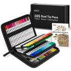 Canetas de pincel Art Markers Shuttle Art 105 cores com estojo e livro