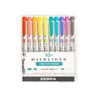 Canetas Marca-Texto Zebra Mildliner Double End - Pacote com 10