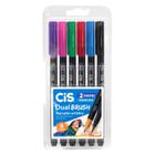 Canetas Ponta Pincel Cis Dual Brush 6 Cores Es Pm