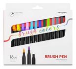 Canetinha Brush Colors 16 Unidades - Newpen Ponta Pincel 2 a 4 mm