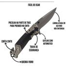 Canivete Tático Militar Semi Automático Aço Inox Cabo Metal Presilha Para Cinto
