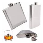 Cantil de Bolso Aço Inox 230ml Bebida Porta Whisky Garrafinha Garrafa Bar Frasco Whiskeira Vodka 8 oz Drinks Batidas