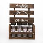 Cantinho do churrasco 29X41 cm com 4 potes vidro