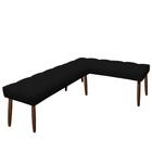Canto Alemão Suede Preto assento 1,20x0,75 - Dominic Decor
