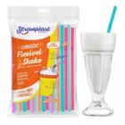 Canudo Flexível Milk Shake Reforçado 8mm 100 Unid Colorido - Strawplast