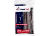 Canudo Preto Strawplast Flexível Cs 313 - 100 Unidades