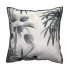 Capa Almofada Decorativa Veludo Palmeira Preto/ Branco 45X45
