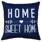 Capa Almofada Sarja Frase Home Sweet Home Azul 45x45 Sofá