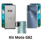 Capa Anti Choque TPU + Película Tela Frontal 3D de Vidro + Película de Câmera para Moto G82