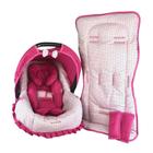 Capa bebê conforto+carrinho+redutor - poá rosa com pink