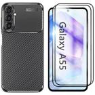 Capa Capinha Carbon Para Galaxy A55 + Pelicula Vidro 3d