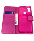 Capa capinha carteira compatível A11 com porta cartão e notas rosa