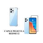 Capa Capinha Case Anti impacto E Pelicula Vidro 3D 9D Compativel Redmi 12 Proteção Tela Celular