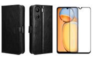 Capa Capinha Case Carteira Flip + Pelicula vidro 3D Redmi Xiaomi 13C - KRAMAC