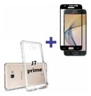 Capa Capinha Case Samsung Galaxy J7 Prime Anti Shock + Película Preta 3D 5D 9D Blindada Cobre 100% Da Tela
