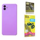 Capa Capinha Lilás Motorola Moto G14 + Película de Cerâmica Nano 9D + Película de Câmera