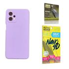 Capa Capinha Lilás Motorola Moto G23 + Película de Cerâmica Nano 9D + Película de Câmera