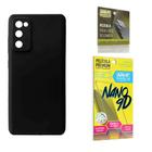 Capa Capinha Preta Samsung Galaxy S21Fe + Película de Cerâmica Nano 9D + Película de Câmera