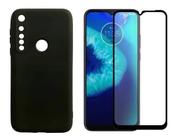 Capa Capinha Silicone Aveludada P/ Moto G8 Plus + Pelicula