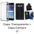 Capa Capinha Transparente + Capa Carteira Preta Para Samsung Galaxy J7 2016