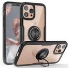 Capa Case Apple iPhone 12 / iPhone 12 Pro (Tela 6.1) Carbon Clear Com Stand e Anel