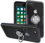 Capa Case Apple iPhone 7 / iPhone 8 / iPhone SE 2020 (Tela 4.7) Carbon Clear Com Stand e Anel