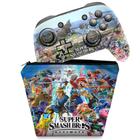 Capa Case e Skin Adesivo Compatível Nintendo Switch Pro Controle - Super Smash Bros. Ultimate