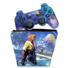 Capa Case e Skin Adesivo Compatível PS2 Controle - Final Fantasy X