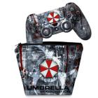 Capa Case e Skin Compatível PS4 Controle - Resident Evil Umbrella