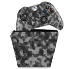 Capa Case e Skin Compatível Xbox One Fat Controle - Camuflagem Cinza