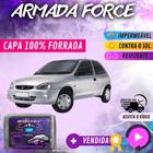 Capa Cobrir Carro CORSA WIND 100% Forrada Armada Force 100% Impermeável Forro Total Protege Sol Chuva Poeira P M G Lona Proteção Automotiva