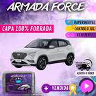 Capa Cobrir Carro CRETA 100% Forrada Armada Force 100% Impermeável Forro Total Protege Sol Chuva Poeira Lona Proteção Automotiva Hatch e Sedan