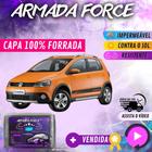 Capa Cobrir Carro CROSS FOX 100% Forrada Armada Force 100% Impermeável Forro Total Protege Sol Chuva Poeira Lona Proteção Automotiva Hatch e Sedan