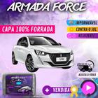 Capa Cobrir Carro PEUGEOT 208 100% Forrada Armada Force 100% Impermeável Forro Total Protege Sol Chuva Poeira Lona Proteção Automotiva Hatch e Sedan