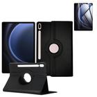 Capa couro giratória para Galaxy Tab S9+ 12,4” + vidro