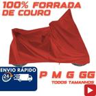 Capa Couro Moto Forrada Impermeável Vermelho Pop Biz Cg Pcx