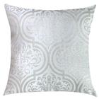 Capa de Almofada em Jacquard Luxo Adamascado Branco e Prata 45x45cm - Sua Casa Decor