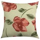 Capa de Almofada Jacquard Bege Flores Vermelhas 45x45cm